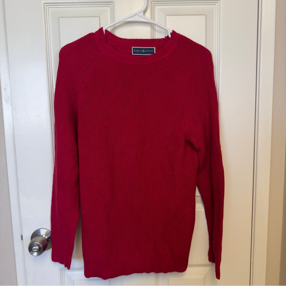 Karen Scott Red Knit Sweater